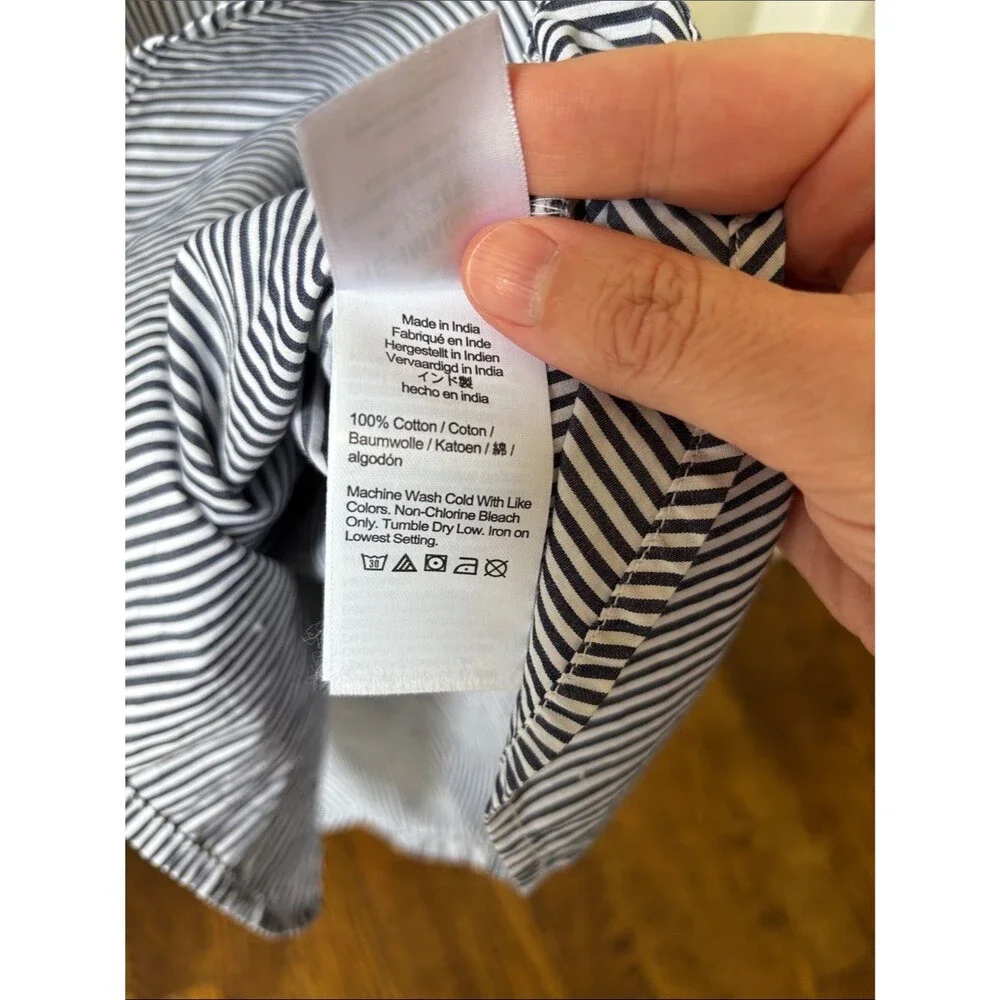 J. Crew Jules ruffle pan collar striped cotton button down shirt women’s 2 small